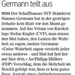 "Kein Mut" Hannes Germann teilt aus